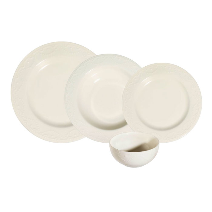 Hermia Juego de cena Zincir Zincir 24 piezas Blanco